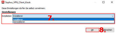 Bild 7: Aagon Client Management Platform (ACMP) Kiosk - Sophos VPN Client - Installation und Deinstallation Bild 7: Aagon Client Management Platform (ACMP) Kiosk - Sophos VPN Client - Installation und Deinstallation
