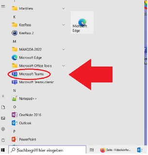 Wählen Sie hier nun "Microsoft Teams" aus