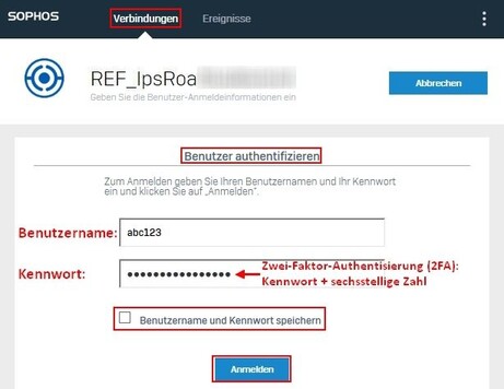 Bild 11: Clientprogramm Sophos Connect - Benutzer authentifizieren Bild 11: Clientprogramm Sophos Connect - Benutzer authentifizieren