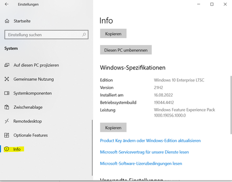 Links auf Info, dann rechts die Betriebssystemversion suchen Links auf Info, dann rechts die Betriebssystemversion suchen
