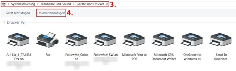 Bild 2: Systemsteuerung - Hardware und Sound - Geräte und Drucker - Drucker hinzufügen Bild 2: Systemsteuerung - Hardware und Sound - Geräte und Drucker - Drucker hinzufügen